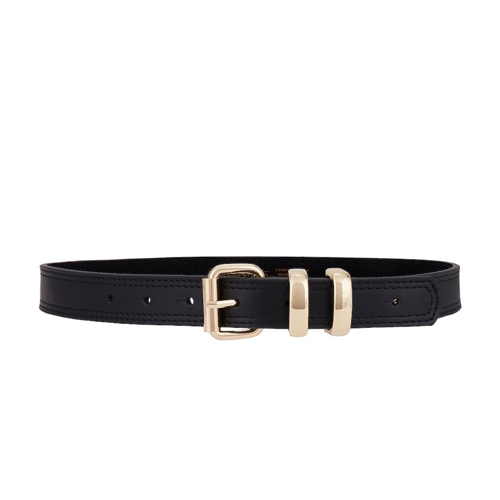 Classic Black Belt with Gold Buckle